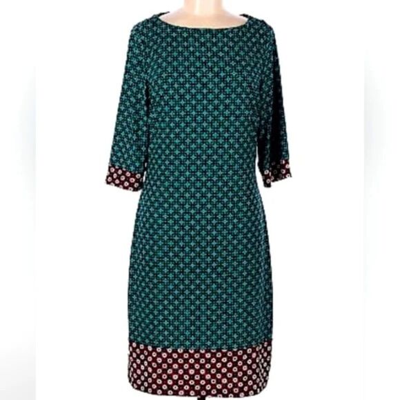 Liz Claiborne Blue Wrap Tie Front Dress 3/4 Cuffed Sleeves Women’s size Large - Picture 1 of 6